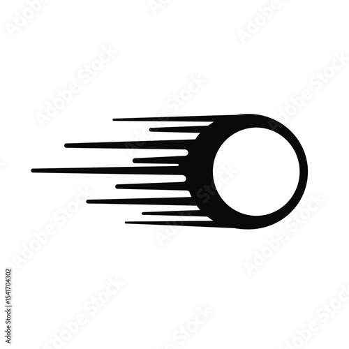 Black Circle Speed Lines Vector Silhouette White Background