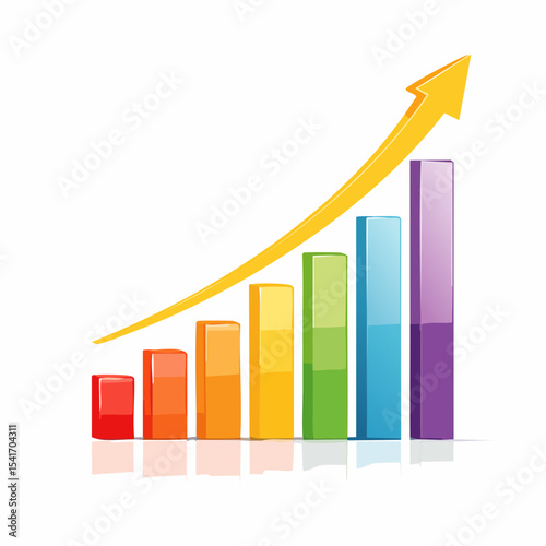 Colorful bar graph illustrating upward trend and growth.