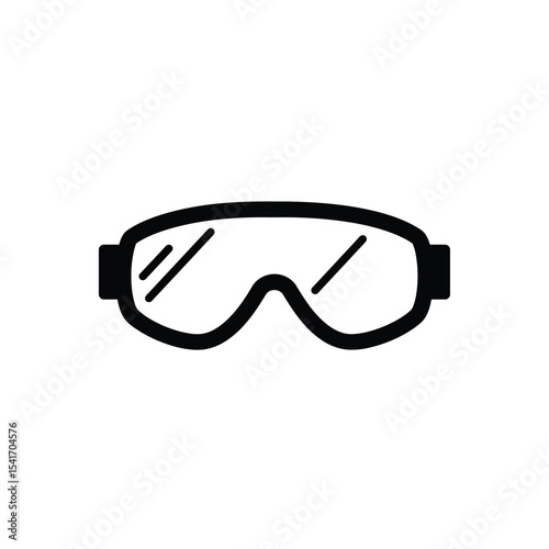 Black Silhouette Vector Sport Goggles Icon White Background