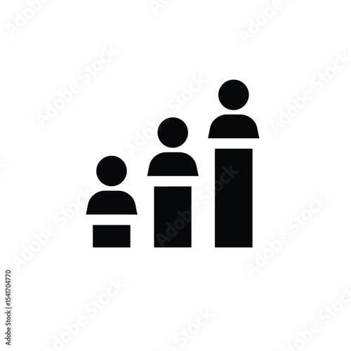 Black Silhouette Vector Team Leaderboard Icon White Background