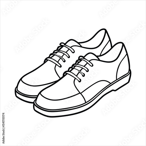 Black and White Line Drawing of Mens Leather Oxfords