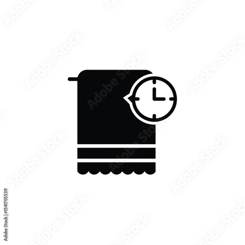 Black Silhouette Towel Time Clock Icon Vector