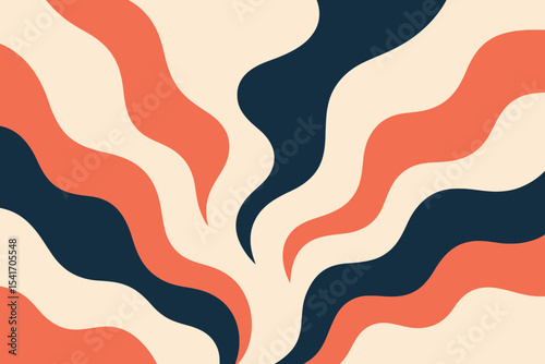 Abstract background with coral and navy wavy lines