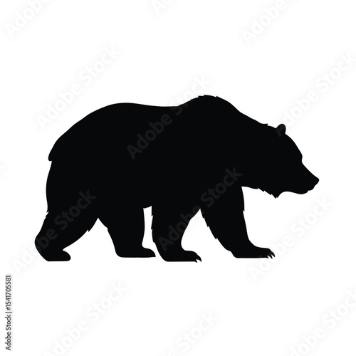 Black Silhouette California Grizzly Bear Vector Icon
