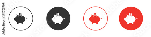 Piggy bank icon Logos. Flat Vector Icon Design Template