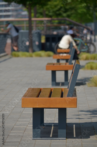 modern city wooden bench