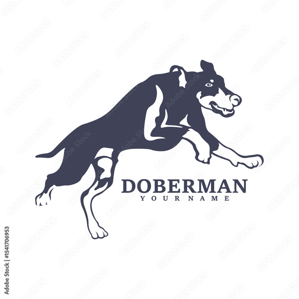 Fototapeta premium Doberman Dog logo design vector. Template Illustration. Icon Symbol