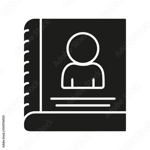 Contact Book Solid Icon. Personal Information, Address Book, And Contact Management Silhouette Symbol. Networking And Communication Tool. Isolated Vector Illustration