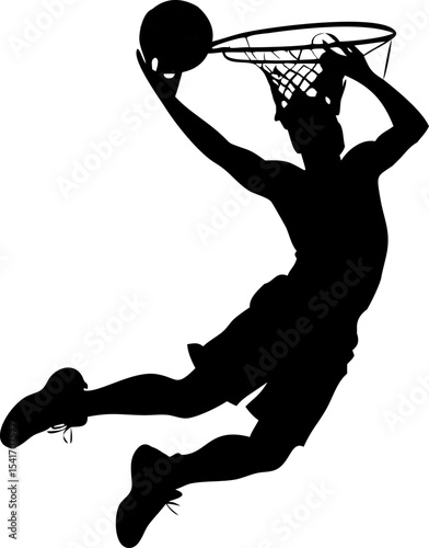 Dynamic Basketball Player Slam Dunk Silhouette - Sports Action Vector