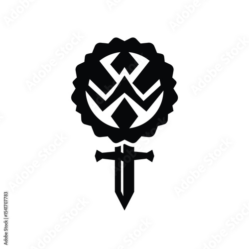 Black Silhouette Vector Tournament Seal Sword Icon
