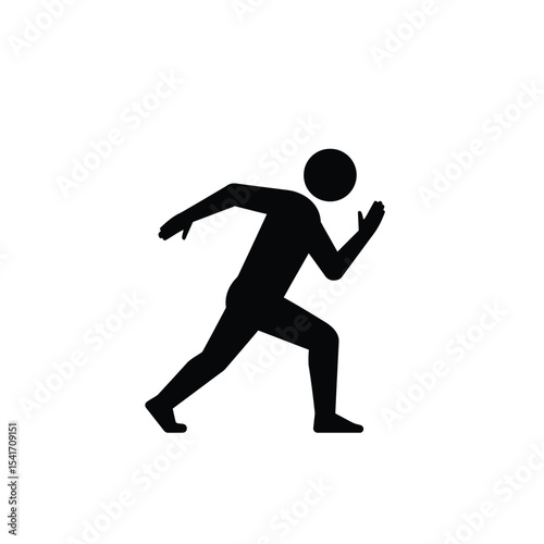 Black Silhouette Vector Person Warming Up Running Pose