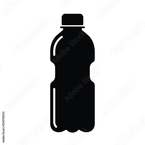 Black Silhouette Water Bottle Vector Icon 1