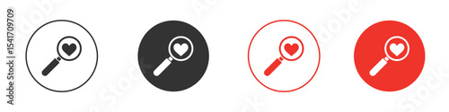 Search heart icon Logos. Flat Vector Icon Design Template