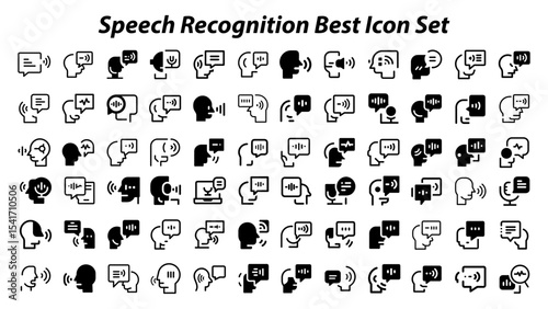 speech recognition Best Icon Set. editable stroke vector graphic elements, Essential brand presence toolkit stock illustration