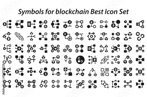 Symbols for blockchain Best Icon Set. editable stroke vector graphic elements, Essential brand presence toolkit stock illustration