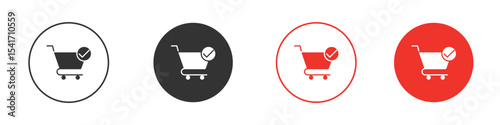 Shopping cart check icon Logos. Flat Vector Icon Design Template