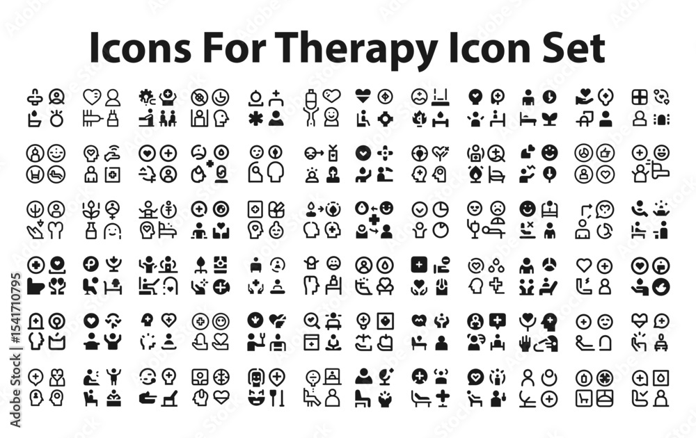 Icons for therapy Icon Set. editable stroke vector graphic elements, Essential brand presence toolkit stock illustration Icons for therapy Icon Set. editable stroke vector graphic elements, Essential brand presence toolkit stock illustration