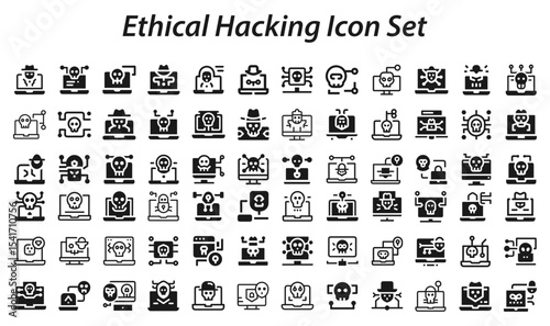 Ethical Hacking Icon Set. editable stroke vector graphic elements, Essential brand presence toolkit stock illustration