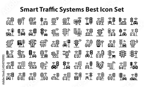 smart traffic systems Best Icon Set.svg editable stroke vector graphic elements, Essential brand presence toolkit stock illustration