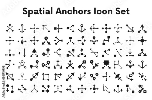 spatial anchors Icon Set.svg editable stroke vector graphic elements, Essential brand presence toolkit stock illustration