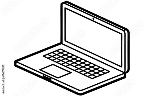 High-Quality Black and White Laptop Vector Illustration for Digital Design