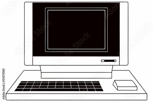 Modern Laptop Outline Vector Art for Technology Presentations