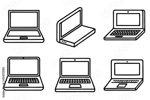 Set of Minimal Outline Laptop Icons Vector for Technology and Web Design