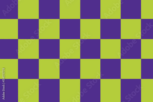 Abstract checkerboard pattern in yellow green and purple