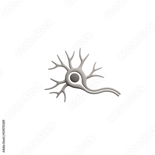 Stylized Neuron Cell Illustration on Transparent Background - Detailed Neural Network Representation for Scientific and Medical Visualization