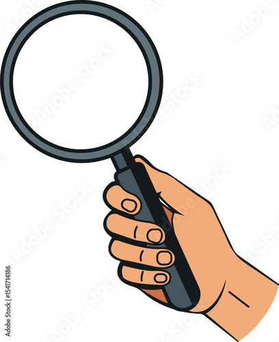 Hand Holding Magnifying Glass illustration