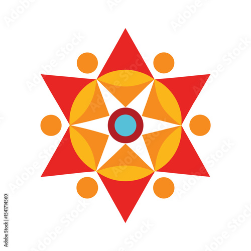 Colorful geometric starburst vector design for abstract decorative pattern use isolated on white