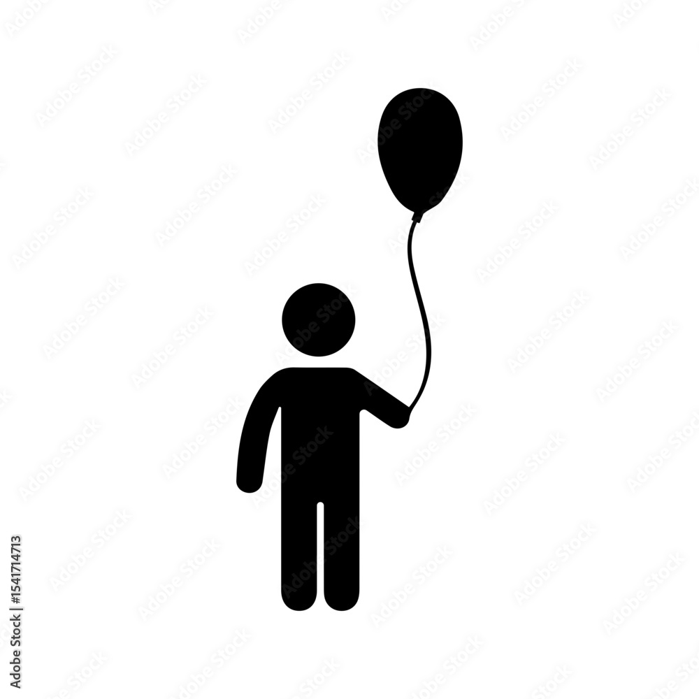 Fototapeta premium Balloon boy child glyph icon