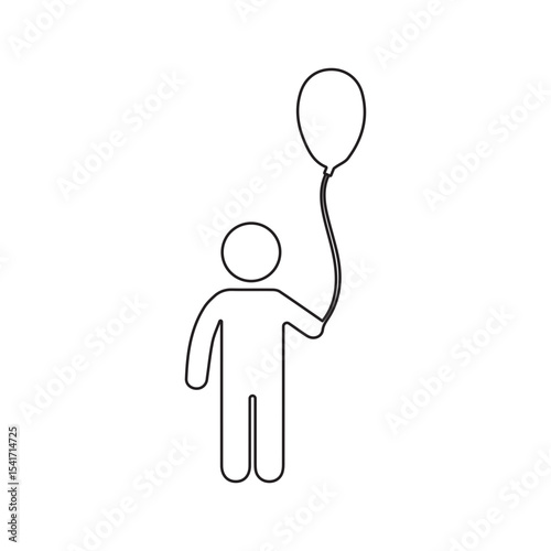 Balloon boy child line icon