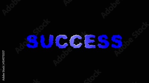 SUCCESS text shining on black background. blue color success text concept animation.