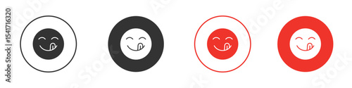 Yummy smile emoji icon Logos. Flat Vector Icon Design Template