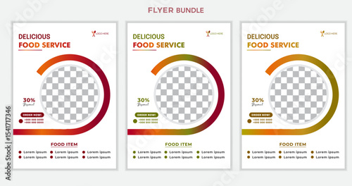 Creative, modern and professional restaurant food flyer bundle a4 poster template layout design.Modern restaurant food flyer template design, brochure design template. Fast food restaurant flier.	