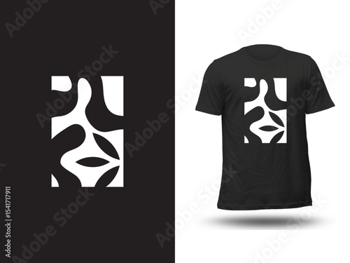 Unisex Black T-Shirt with Stylish Leaf-Inspired Artwork