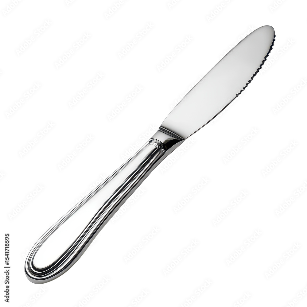 Fototapeta premium Stainless steel butter knife isolated on transparent background.