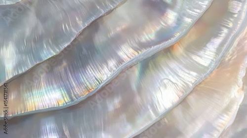 Close-up of Layered Mother-of-Pearl Shells with Iridescent Surfaces