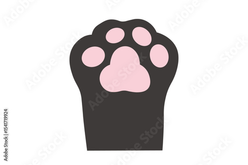 黒猫のピンクの肉球の手