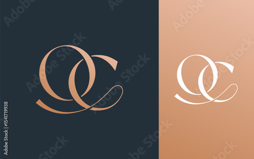 Initial letter OC CO logo design vector illustration for couple, wedding, and business