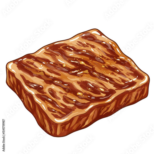 Detailed illustration of a grilled steak with drizzled sauce