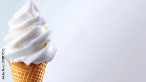 Deliciously creamy soft serve ice cream in a waffle cone