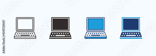 Laptop icon set multiple style collection