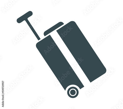 Simple Travel Luggage Icon, A rolling suitcase vector symbol for web On White Background