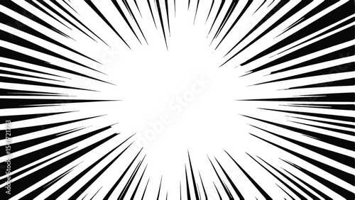 Comic book action line background featuring dynamic speed lines. Isolated manga-style frame design on a transparent background. Clean vector graphic illustration.