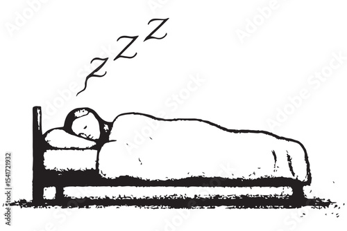 Person sleeping soundly, bed comfort, relaxation, zzz sleep sound, peaceful night, calm, rest, dream, sleep symbol, ethereal sleep chronicles