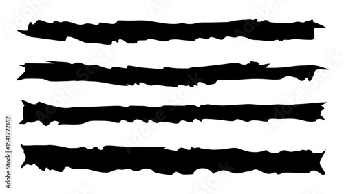 Grunge Ink Brush Strokes Torn Banner Silhouettes Collection