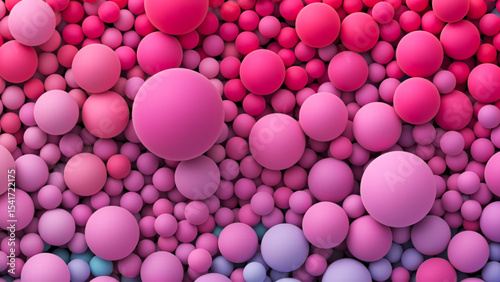 Many bright pink purple blue random soft balls. Huge pile of colorful smooth gradient balls in various sizes. Colorful balloons wall decoration. Dynamic and vibrant spheres texture. Vector background