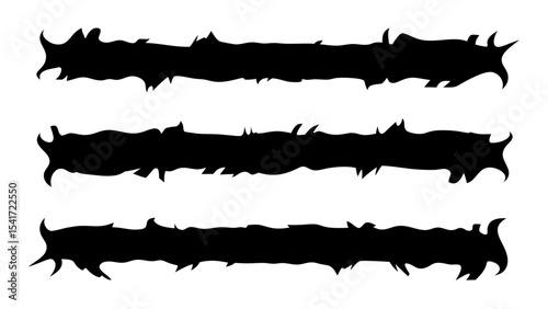 Grunge Ink Brush Strokes Torn Banner Silhouettes Collection